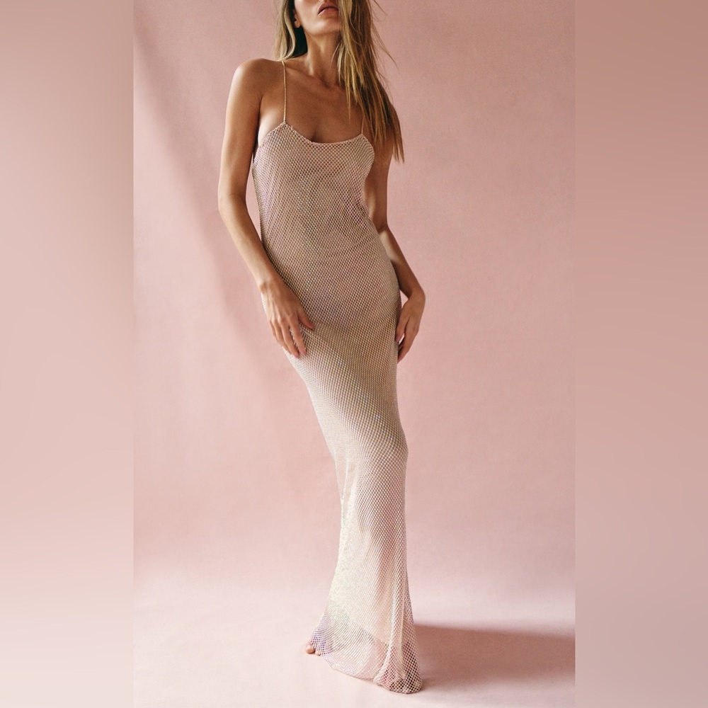 Loveshackfancy Calvert Crystal-embellished Maxi Dress - Blush Size 8